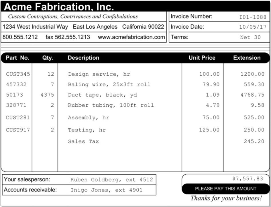 A Sample Invoice